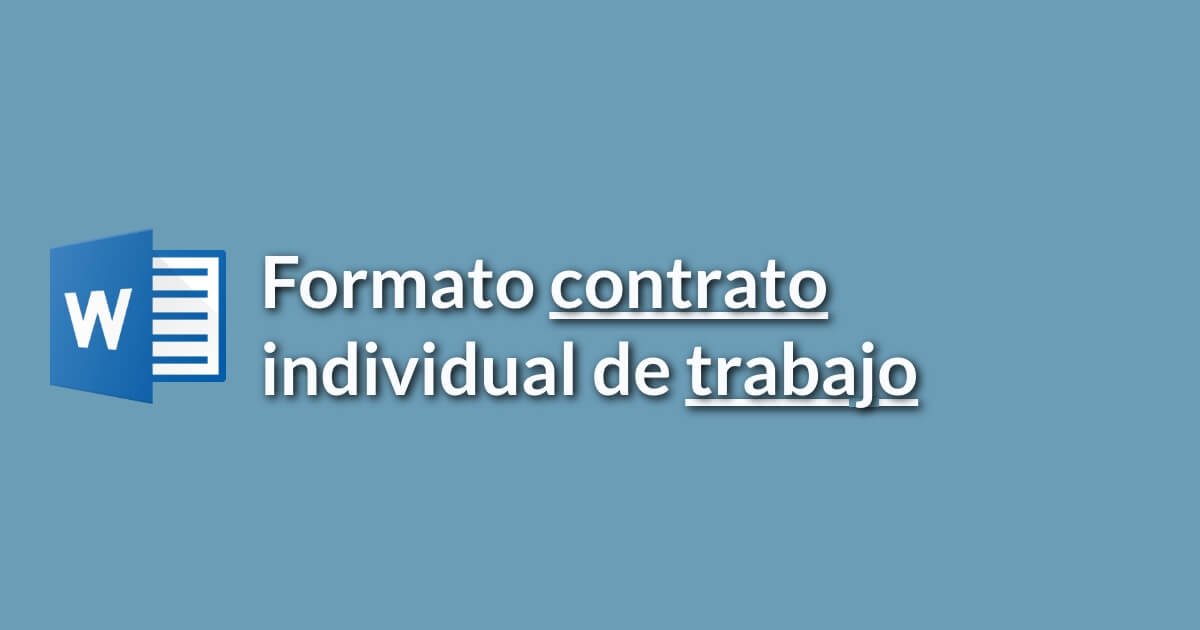 Formato De Contrato Individual De Trabajo