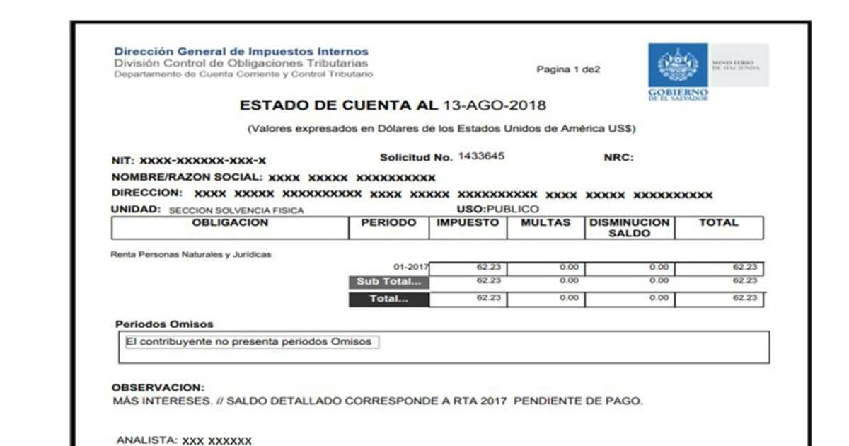 Guía Solicitud Estado De Cuenta En Linea - Ministerio De Hacienda